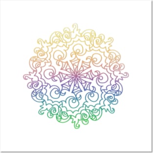 rainbow gentle mandala Posters and Art